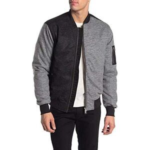 New Wesc Mumel Men Wool Bomber US M Gray Black Colorblock Flannel Jacket Unisex